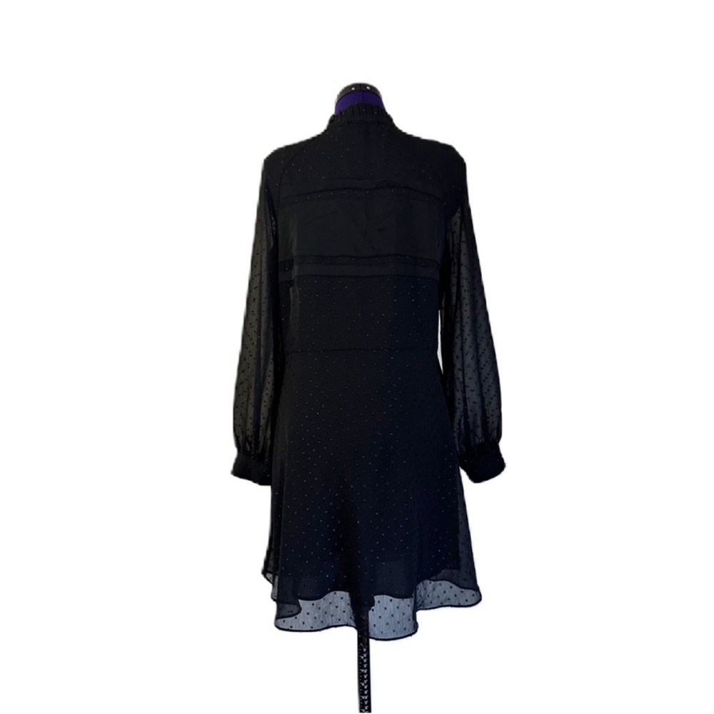 All Saints Black Sheer Polka Dot Sparkle Long Sleeve Dress - Picture 3 of 16